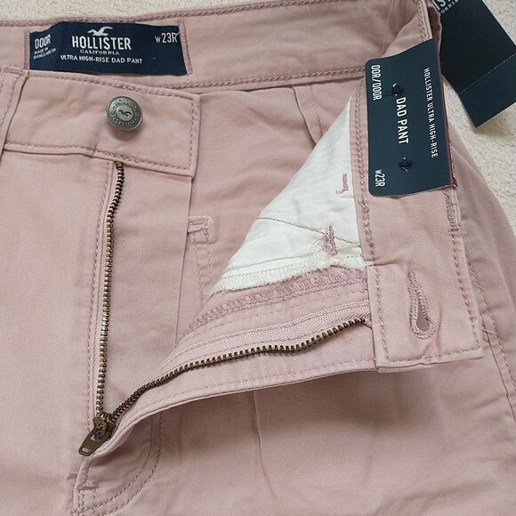 New Hollister Ultra High Rise Dad Pant Women 23R Pink Cargo Casual Utility Norm - Picture 6 of 6